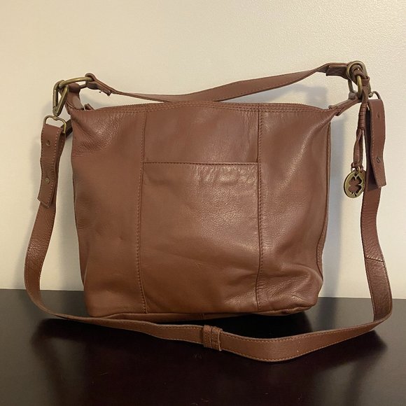 Lucky Brand Brown Leather Satchel Shoulder Bag - Picture 1 of 12